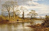 River Canvas Paintings - An English River in Autumn
